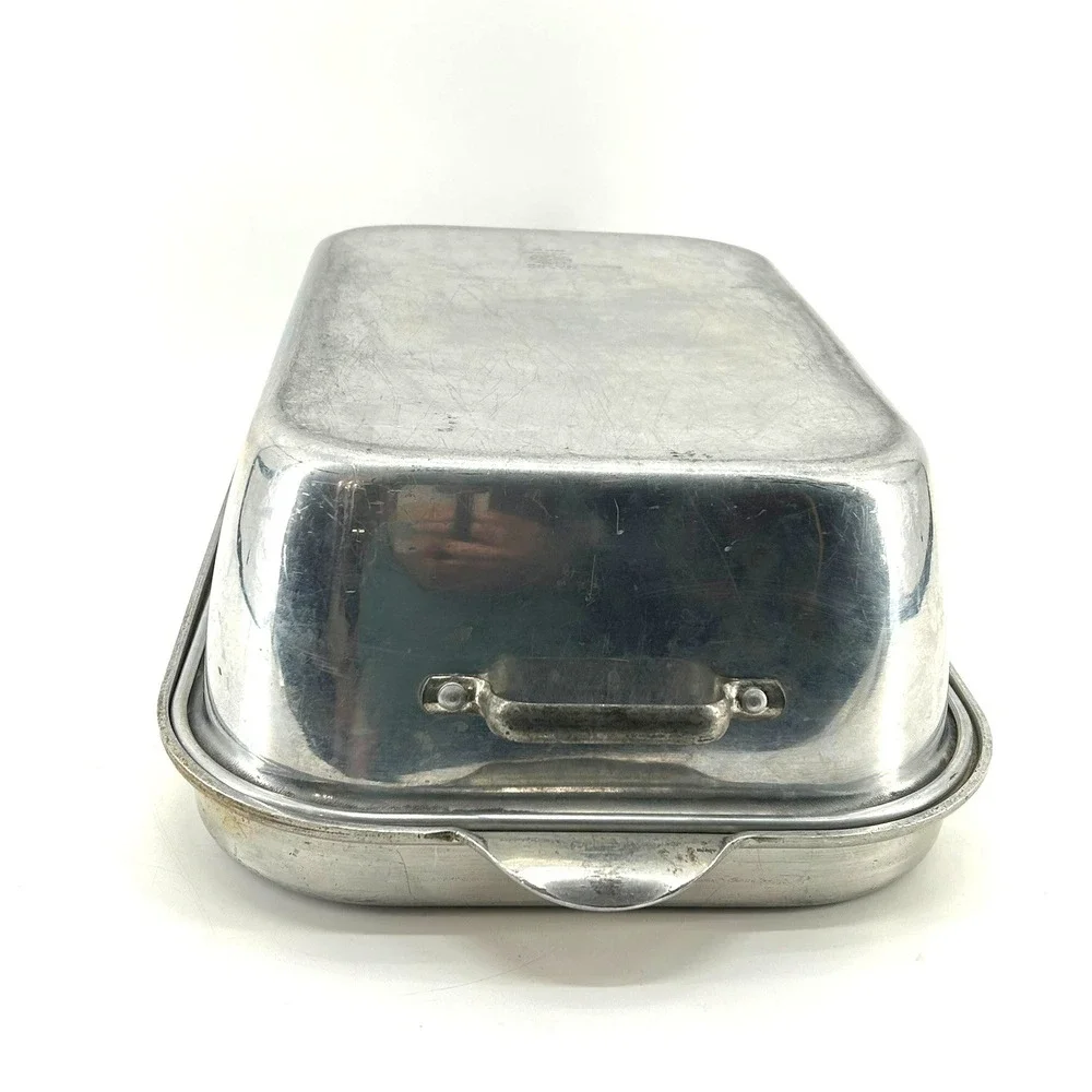 Vintage Wear-Ever Aluminum Roaster Pan No 1225 Large Rectangular Lid USA Made